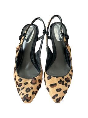 WOMENS ALFANI ANIMAL PRINT FUR LEATHER SLINGBACK SIZE 8.5